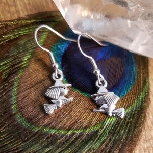 Cute Flying Witch earrings Halloween earring~Wiccan~Witchy~Samhain~Occult~Gothic